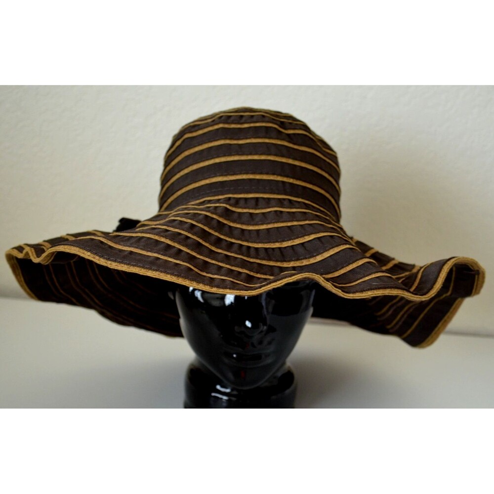 Peter Grimm Shapeable Wide Brim Sun Hat Brown Ribbon Braid True Character